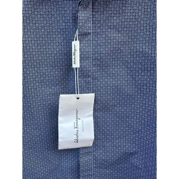 Salvatore Ferragamo Men's City Fit Blue Pattern Shirt 100% Cotton Made in Italy - Picture 9 of 12